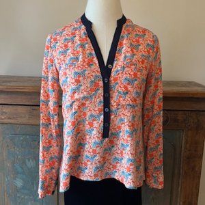 Anthropologie Vanessavirginia Tigers & Flowers Top